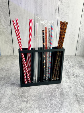 Compact 3D Printed Straw Organizer - Straw Holder - Kitchen Organizer -- Black