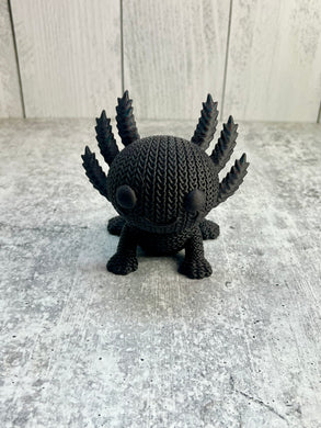 3D Printed Axolotl - 6 inch - Black Shimmer