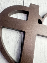 Load image into Gallery viewer, Painted Wooden Heart with Cross Cut Out - 8” | Home Decor | Wall Art | Wood Cut Out |