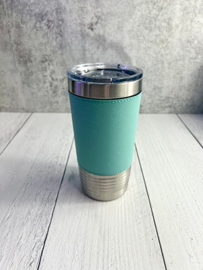 CLEARANCE - Stainless Steel Tumbler - Teal Leatherette - 20 oz