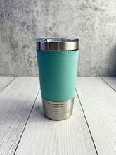Load image into Gallery viewer, CLEARANCE - Stainless Steel Tumbler - Teal Leatherette - 20 oz