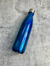 Load image into Gallery viewer, CLEARANCE - Blue Powder Coated Stainless Steel water bottle, 17 oz