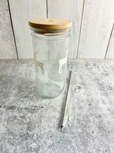 Load image into Gallery viewer, Christmas Cups 24 oz Christmas Mason Jars with Lid and Straw - Christmas Tumbler - Reindeer