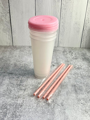 CLEARANCE - Set of 5 - 24 OZ Reusable Cold Cup - pink