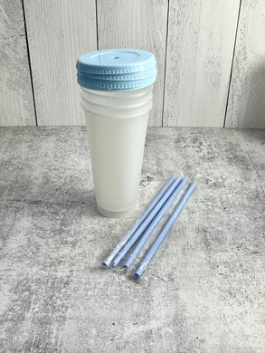 CLEARANCE - Set of 4 - 24 OZ Reusable Cold Cup - blue