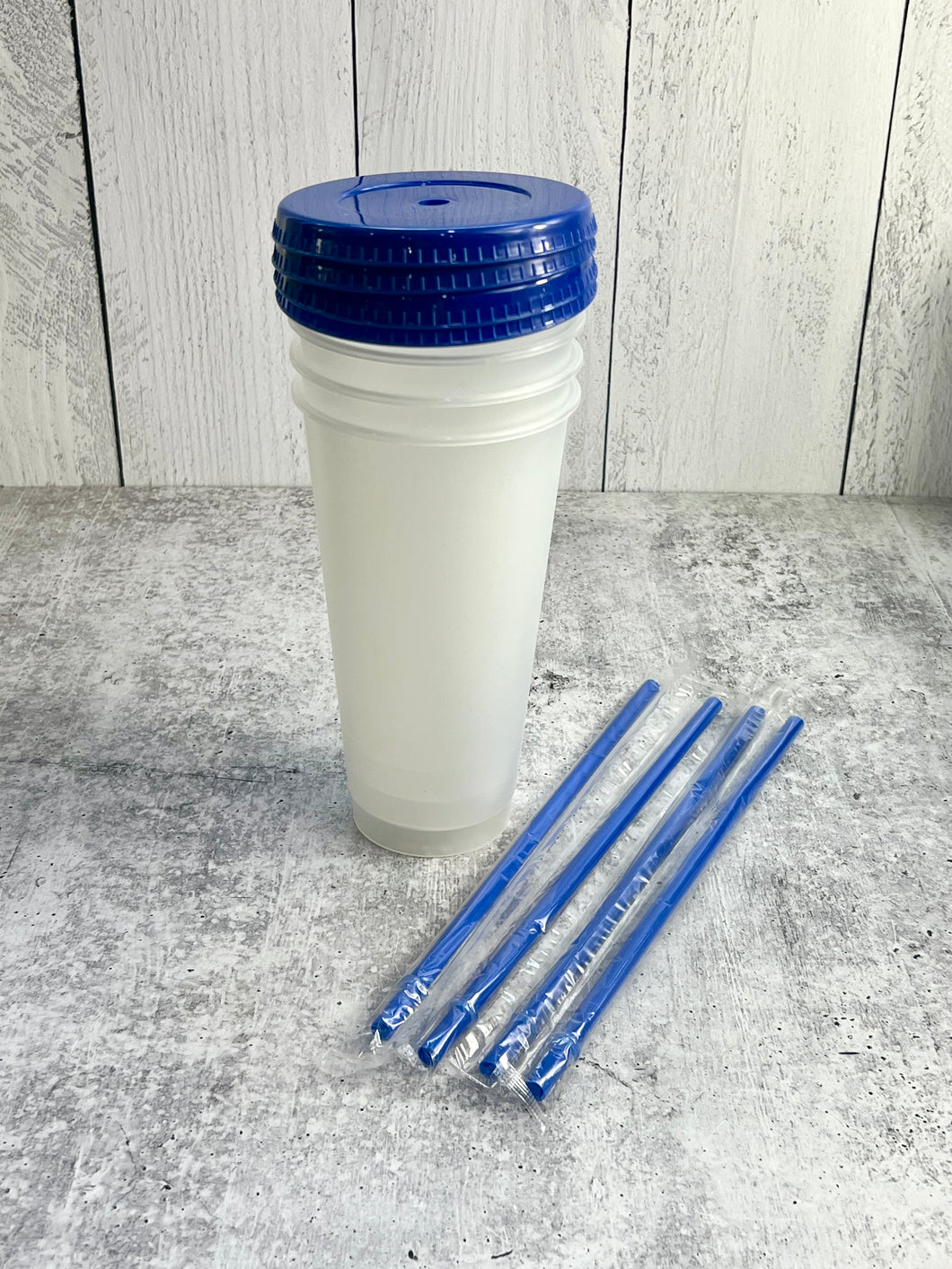 CLEARANCE - Set of 4 - 24 OZ Reusable Cold Cup - blue