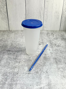 CLEARANCE - Set of 4 - 24 OZ Reusable Cold Cup - blue