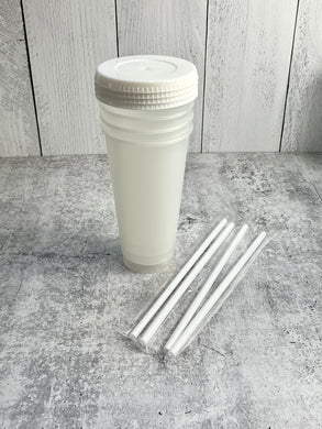 CLEARANCE - Set of 4 - 24 OZ Reusable Cold Cup - White