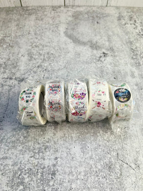 Set of 5 Thank you Sticker Rolls - 2500 Stickers - 1