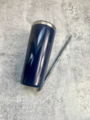 CLEARANCE - 22 Oz Tumbler Blank Stainless Steel Double Wall With Lid And Straw - 22 oz - - Powder Coated - Blue