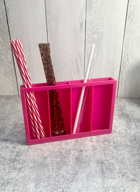 3D Printed Straw Organizer - Straw Holder - Kitchen Organizer -- Pink