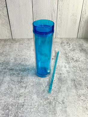 CLEARANCE - 16oz Double Wall Acrylic Tumbler, Skinny Tumblers - Tumbler Blank - Blue