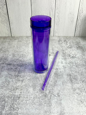 CLEARANCE - 16oz Double Wall Acrylic Tumbler, Skinny Tumblers - Tumbler Blank - Purple