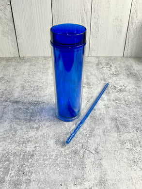 CLEARANCE - 16oz Double Wall Acrylic Tumbler, Skinny Tumblers - Tumbler Blank - Blue
