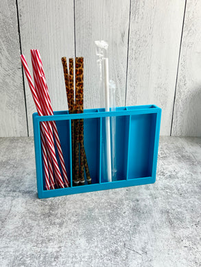 3D Printed Straw Organizer - Straw Holder - Kitchen Organizer -- Blue