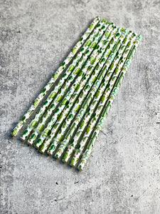 CLEARANCE - 10 - Cactus Print Reusable Plastic Straws - 9" Long