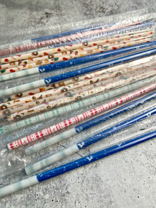 CLEARANCE - 17 - Christmas Print Reusable Plastic Straws - 9" Long