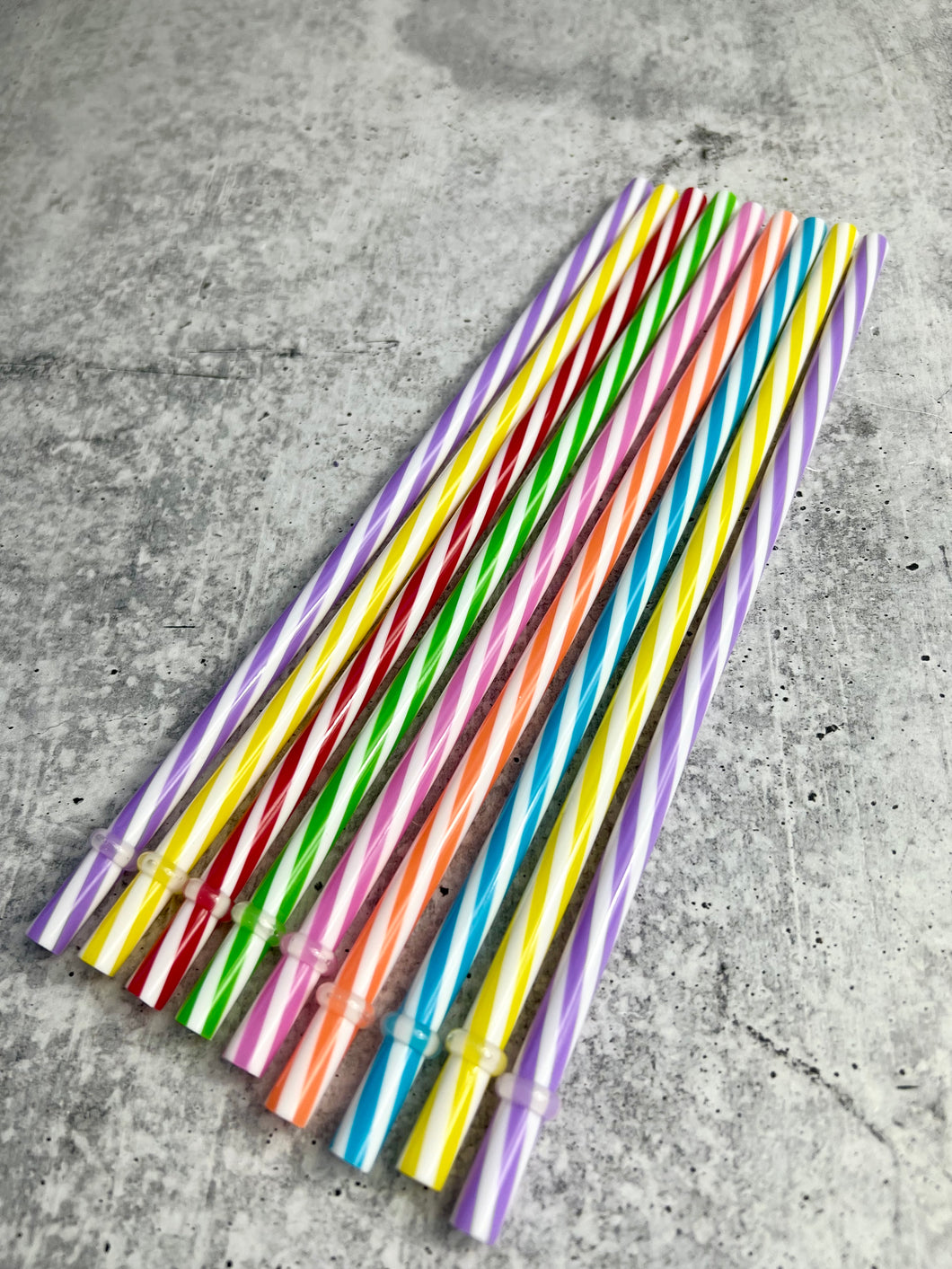 9 - Assorted Color Reusable Plastic Straws - 9