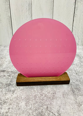 Earring Display - Pink Acrylic |  Wood Base