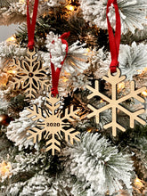 Load image into Gallery viewer, Set of 3 Simple, Rustic Snowflake Christmas Ornaments - Farmhouse | Decor | Christmas |