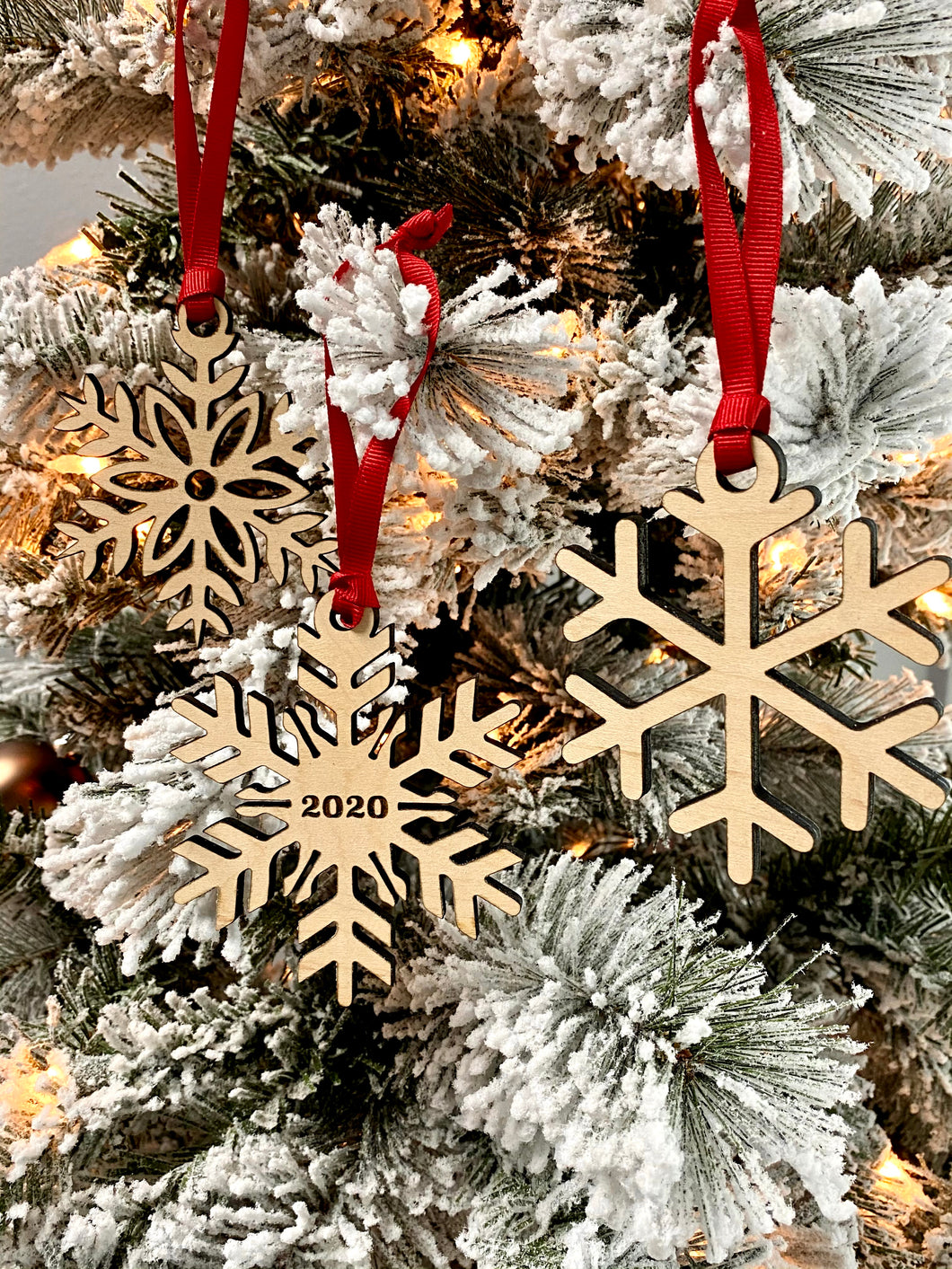 Set of 3 Simple, Rustic Snowflake Christmas Ornaments - Farmhouse | Decor | Christmas |