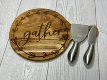 Load image into Gallery viewer, Acacia wood 3 piece cheese set - Laser engraved - Gather