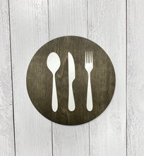 Load image into Gallery viewer, 12&quot; Round Silverware Wood Sign - Home Decor Sign | Wall Art Decor | Wall Art Sign | | Wood Cut Out | Kitchen | Rustic | Farmhouse