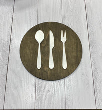 Load image into Gallery viewer, 12&quot; Round Silverware Wood Sign - Home Decor Sign | Wall Art Decor | Wall Art Sign | | Wood Cut Out | Kitchen | Rustic | Farmhouse