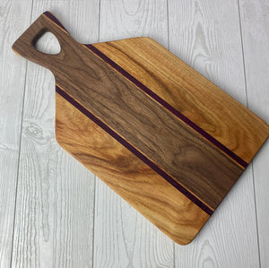 Purple Heart, Walnut, Canary Wood Tray | Ottoman Tray | Cheese Board | Cutting Board | Charcuterie Board | Handmade