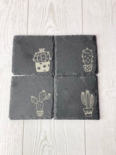 Load image into Gallery viewer, Set of 4 Cactus Themed Slate Coasters | Rustic | Farmhouse | Decor