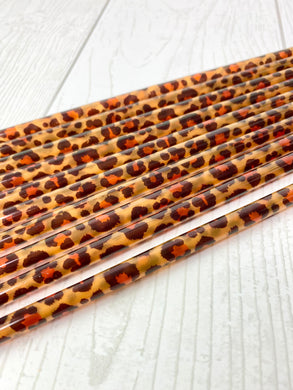 10 - Leopard Print Reusable Plastic Straws - 9