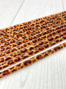 10 - Leopard Print Reusable Plastic Straws - 9" Long
