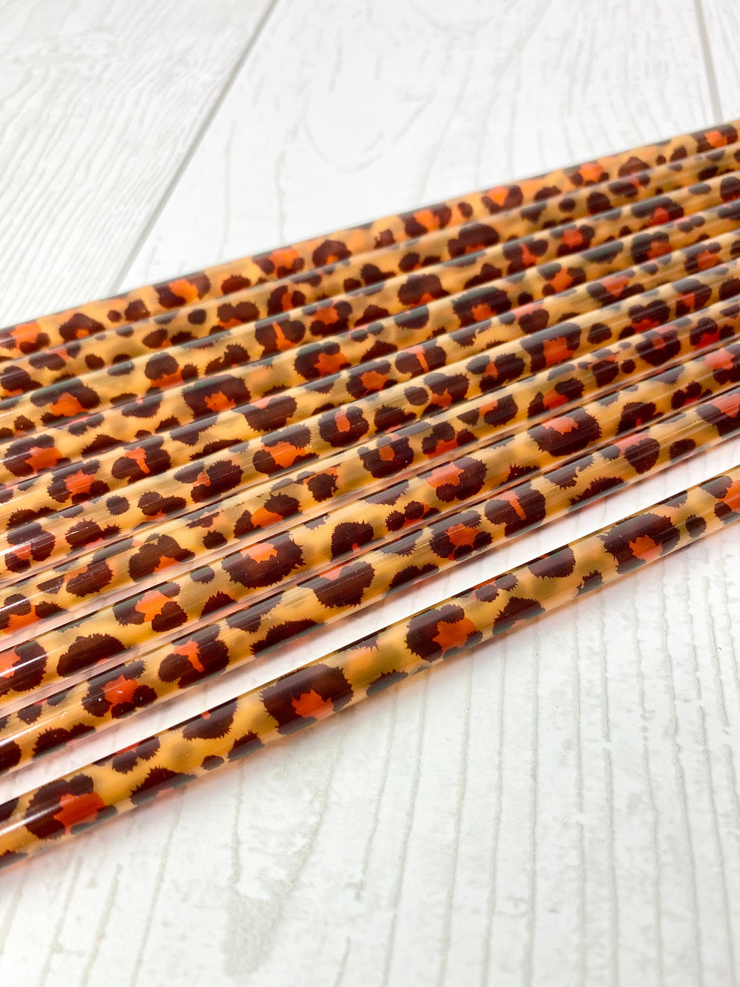 200 - Leopard Print Reusable Plastic Straws - 9
