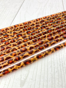 10 - Leopard Print Reusable Plastic Straws - 9" Long