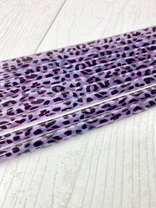 10 - Leopard Print Reusable Plastic Straws - 10" Long