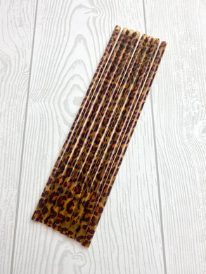 10 - Leopard Print Reusable Plastic Straws - 9