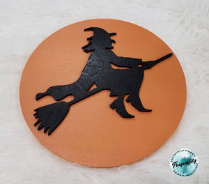12" Round Halloween Witch Wood Sign - Home Decor Sign | Wall Art Decor | Wall Art Sign | | Wood Cut Out |