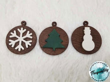 Load image into Gallery viewer, Set of 3 Simple, Rustic Christmas Ornament - Farmhouse | Decor | Christmas |