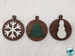Set of 3 Simple, Rustic Christmas Ornament - Farmhouse | Decor | Christmas |