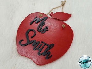 Simple, Rustic Teacher Gift - Apple Name Sign - Farmhouse | Decor | Personalized Gift |