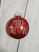 Load image into Gallery viewer, Hand glittered Ornament - Red, Merry Christmas Ornament