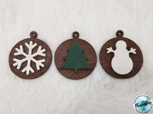 Set of 3 Simple, Rustic Christmas Ornaments - Farmhouse | Decor | Christmas |